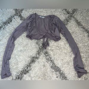 Adika rivers ruched wrap crop top in purple